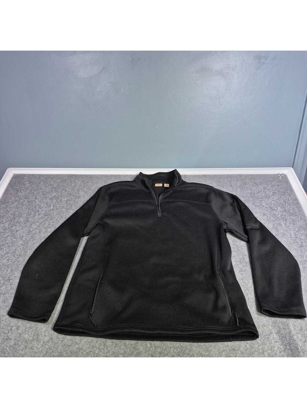 Telluride Clothing Co. Black 1/4 Zip Waffle-Knit Pullover Size  XL Soft Warm